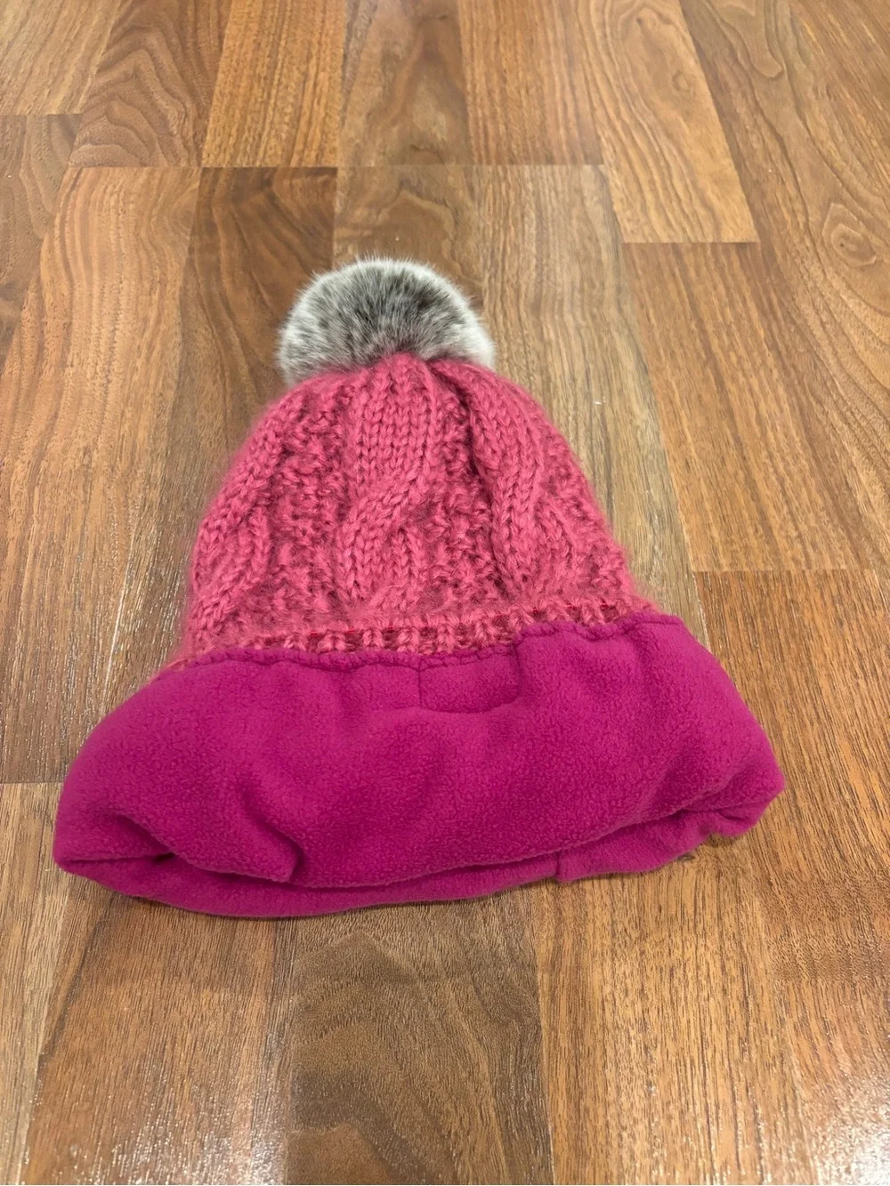 Appaman Girls 3 Piece Winter Set Pink Tendril Hat Pom Pom Gloves Earmuffs Fur